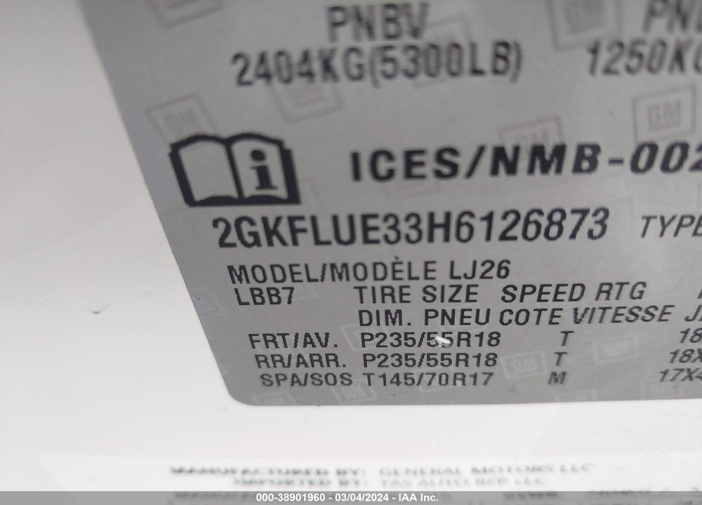 2017 GMC TERRAIN SLT VIN: 2GKFLUE33H6126873