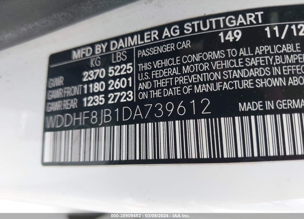 2013 MERCEDES-BENZ E 350 4MATIC VIN: WDDHF8JB1DA739612