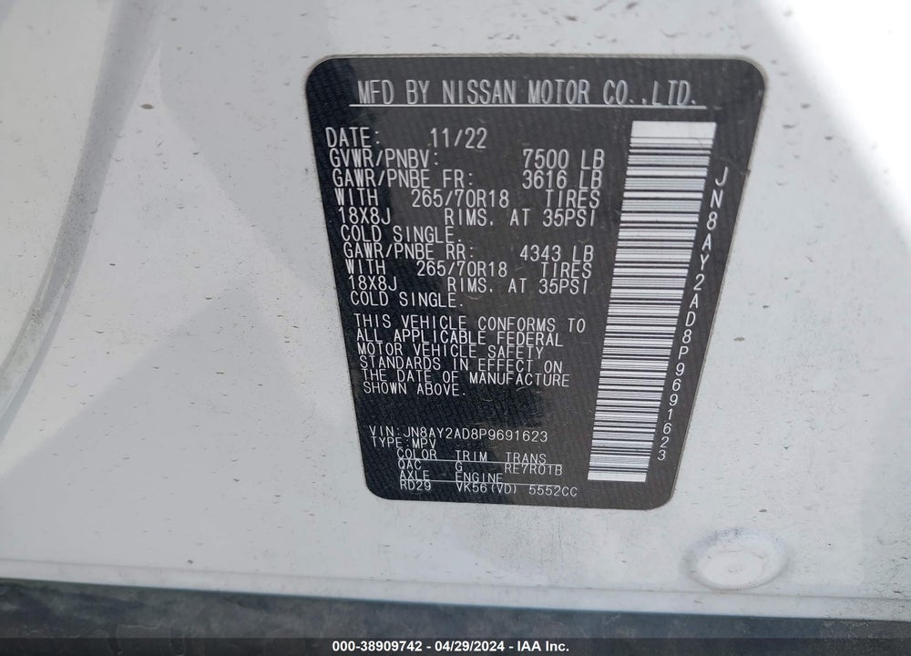 2023 NISSAN ARMADA SV 4WD VIN: JN8AY2AD8P9691623