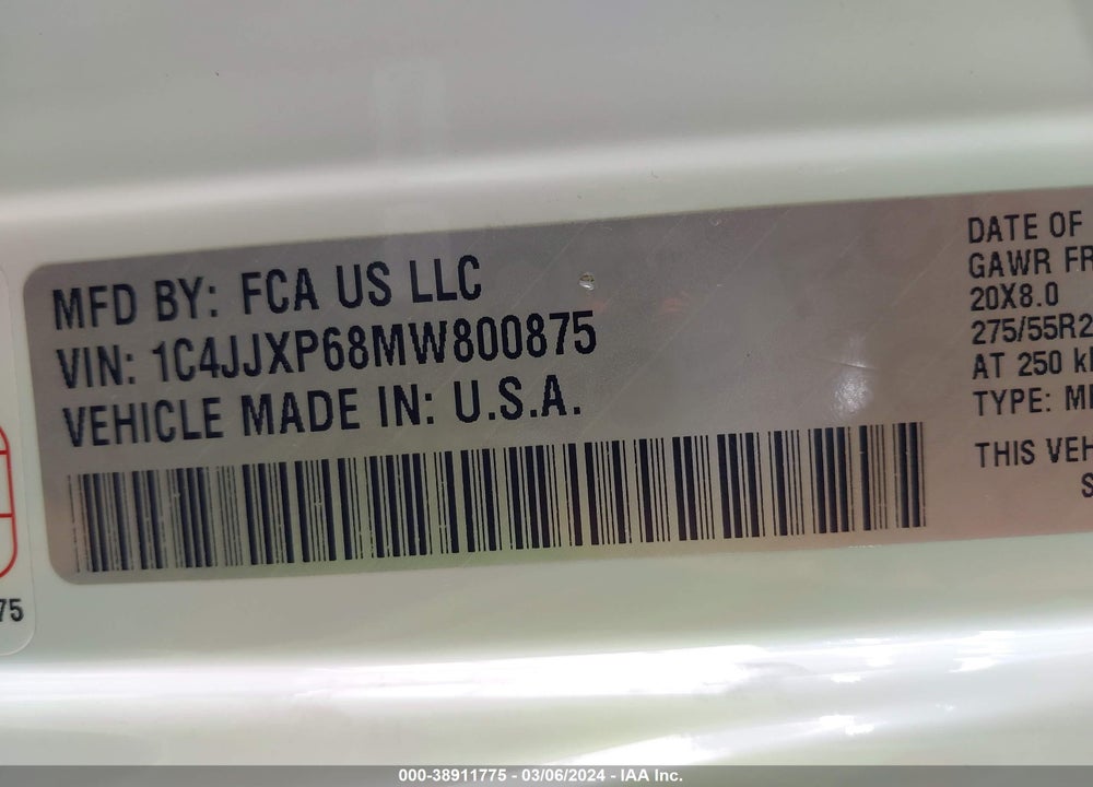 2021 JEEP WRANGLER 4XE UNLIMITED SAHARA 4X4 VIN: 1C4JJXP68MW800875