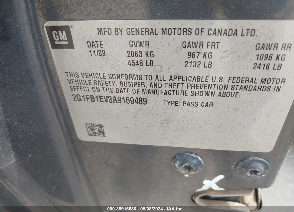 2010 CHEVROLET CAMARO 1LT VIN: 2G1FB1EV3A9169489
