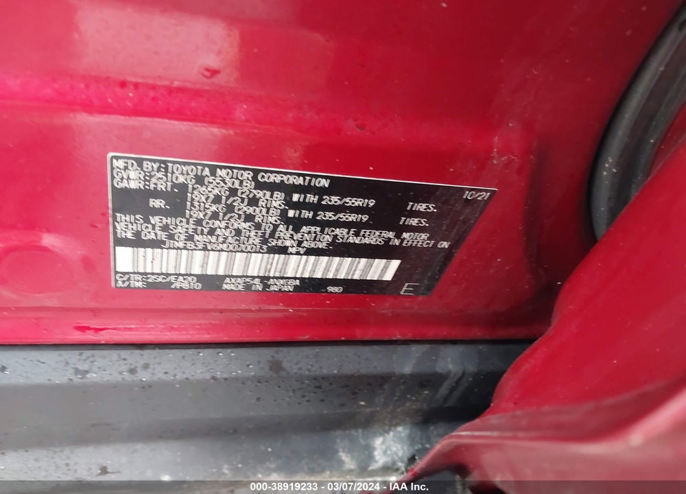 2021 TOYOTA RAV4 PRIME VIN: JTMFB3FV6MD070013