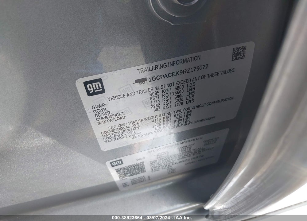 2024 CHEVROLET SILVERADO 1500 2WD STANDARD BED LT VIN: 1GCPACEK9RZ175072