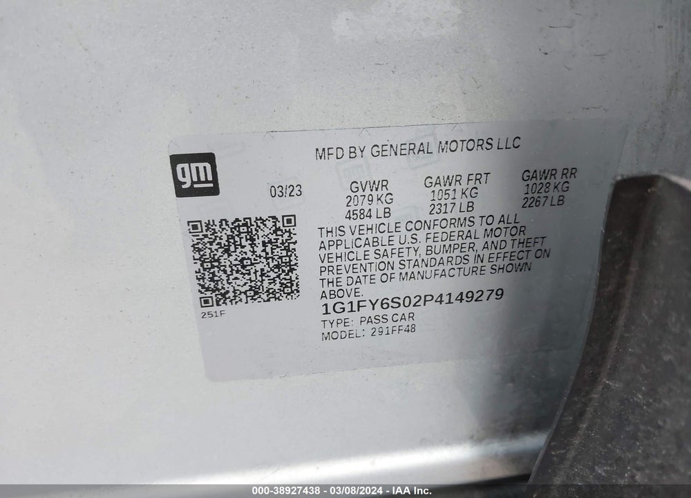 2023 CHEVROLET BOLT EUV FWD LT VIN: 1G1FY6S02P4149279