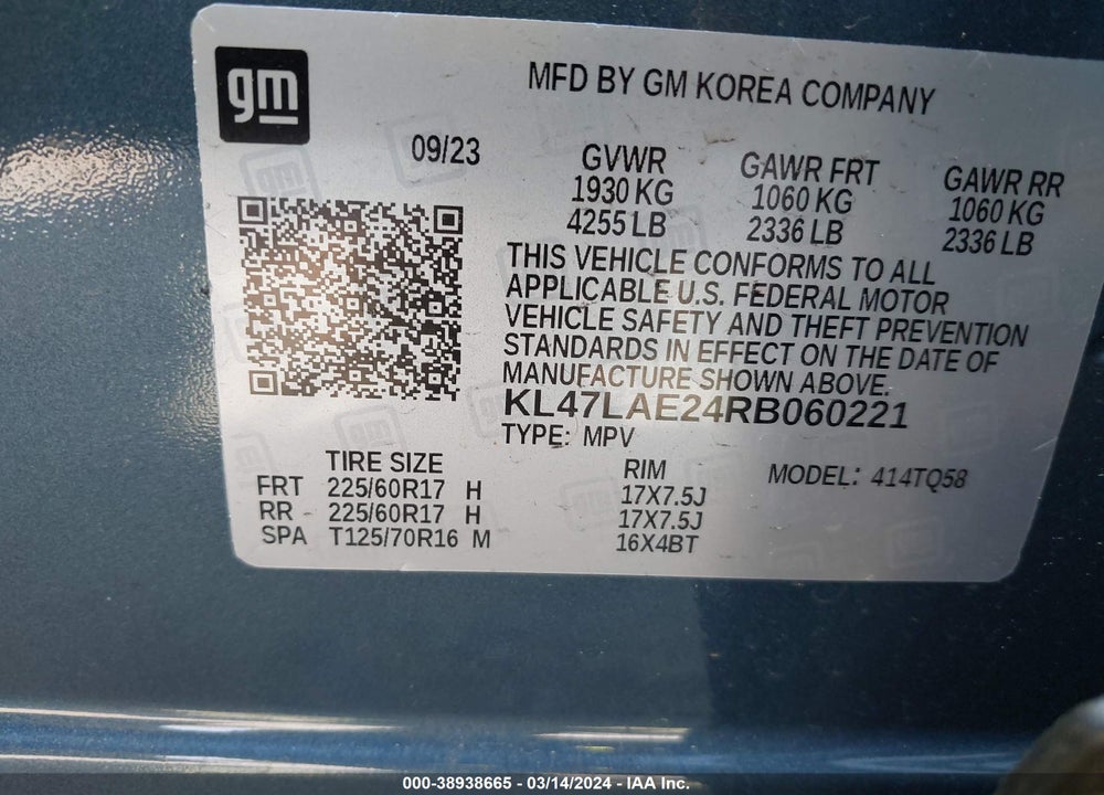 2024 BUICK ENVISTA PREFERRED FWD VIN: KL47LAE24RB060221