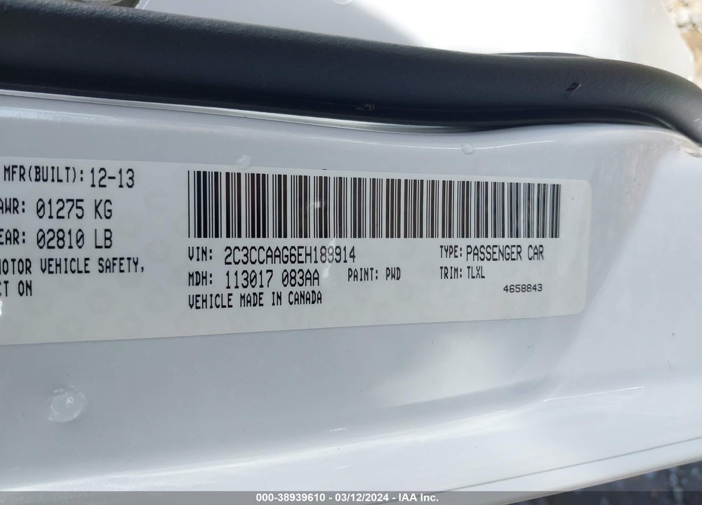 2014 CHRYSLER 300 VIN: 2C3CCAAG6EH189914