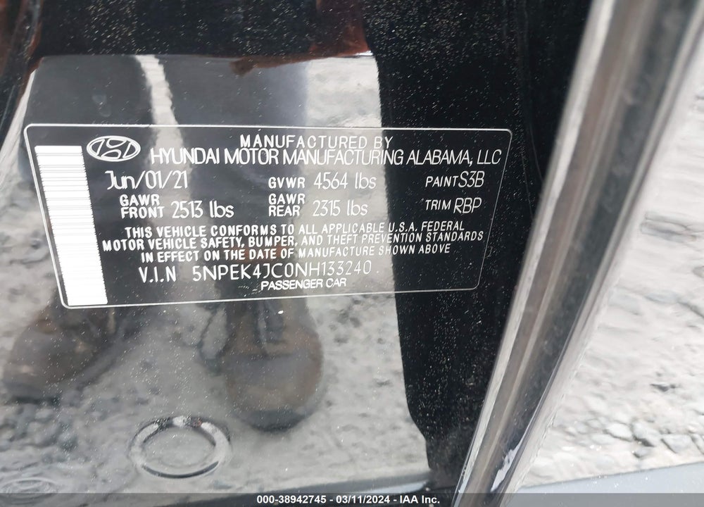 2022 HYUNDAI SONATA N LINE VIN: 5NPEK4JC0NH133240