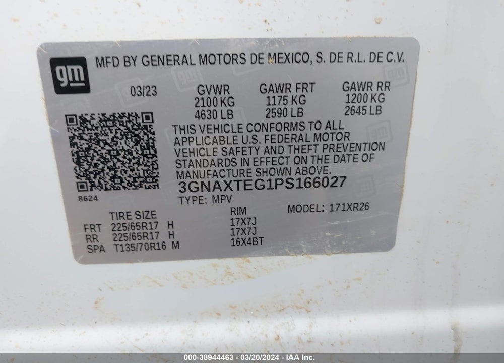 2023 CHEVROLET EQUINOX AWD 2FL VIN: 3GNAXTEG1PS166027
