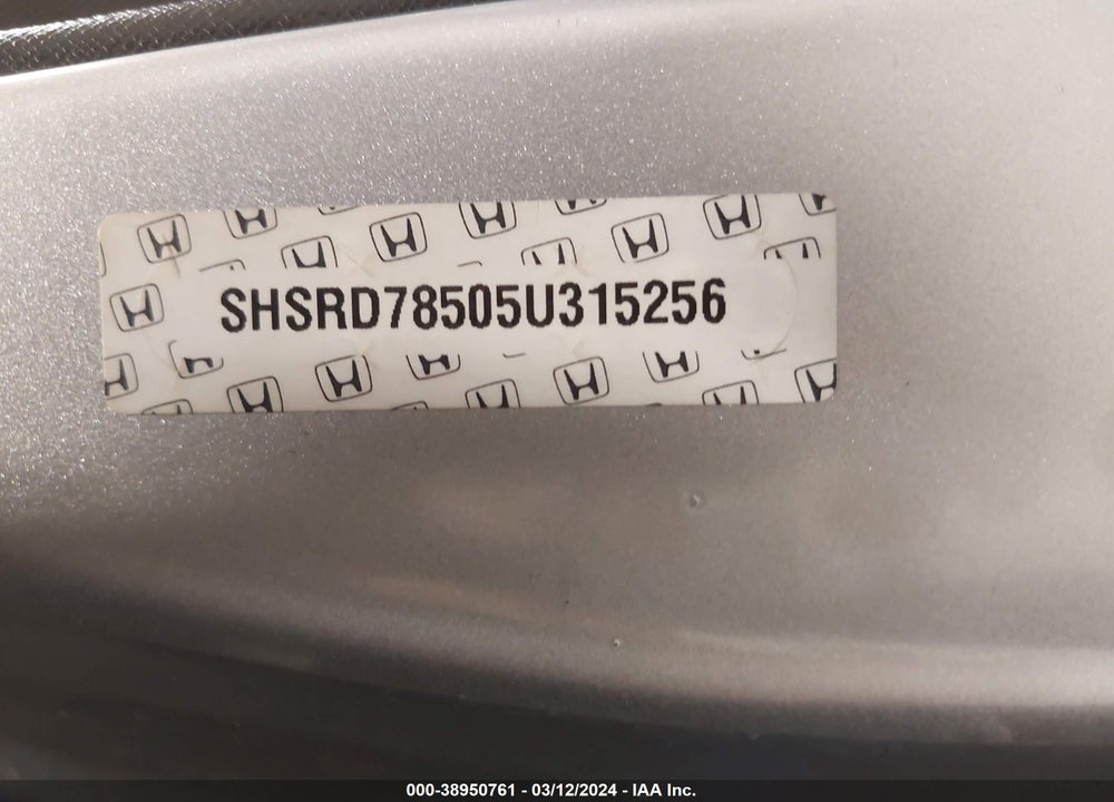 2005 HONDA CR-V LX VIN: SHSRD78505U315256