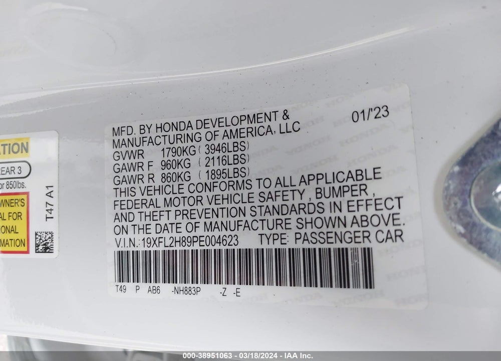 2023 HONDA CIVIC SPORT VIN: 19XFL2H89PE004623