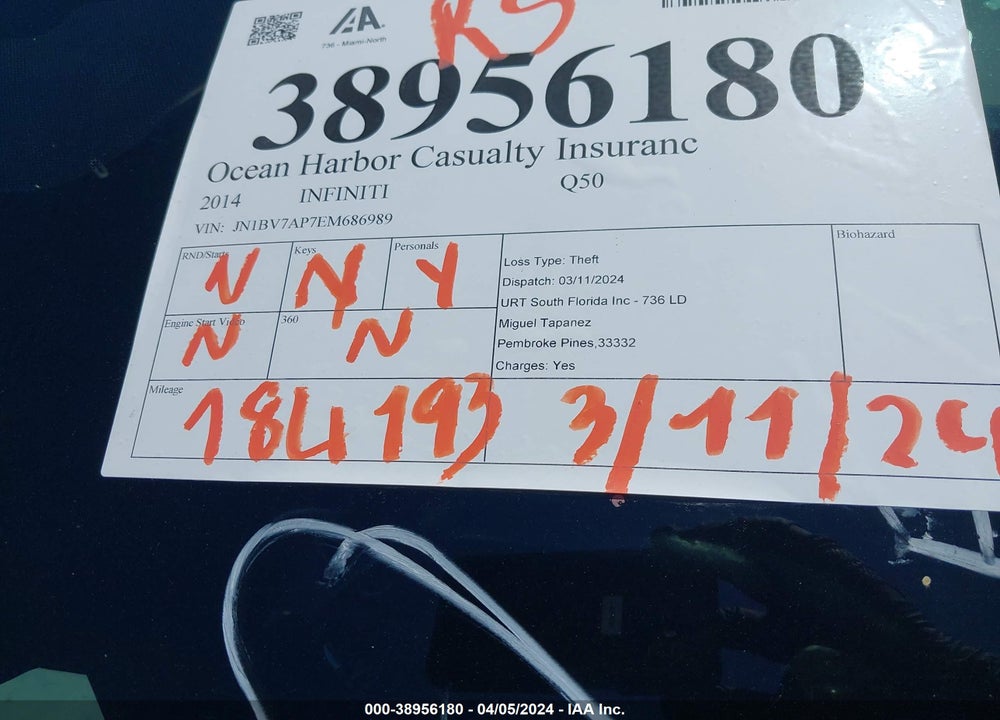 2014 INFINITI Q50 PREMIUM/SPORT VIN: JN1BV7AP7EM686989