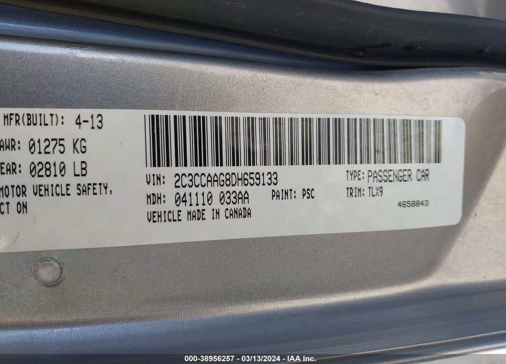 2013 CHRYSLER 300 MOTOWN VIN: 2C3CCAAG8DH659133