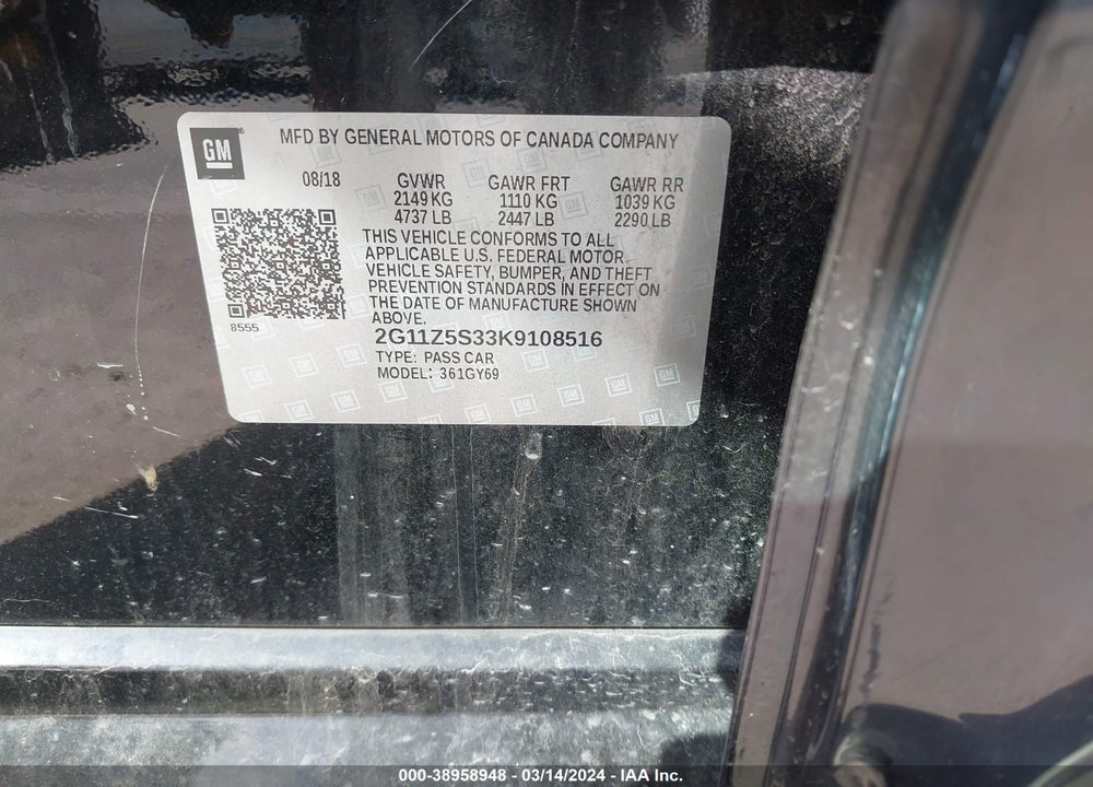 2019 CHEVROLET IMPALA LT VIN: 2G11Z5S33K9108516