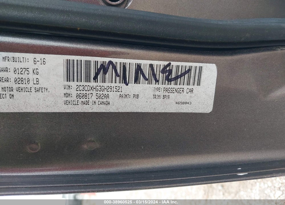 2019 DODGE CHARGER SXT RWD VIN: 2C3CDXBG3KH668219