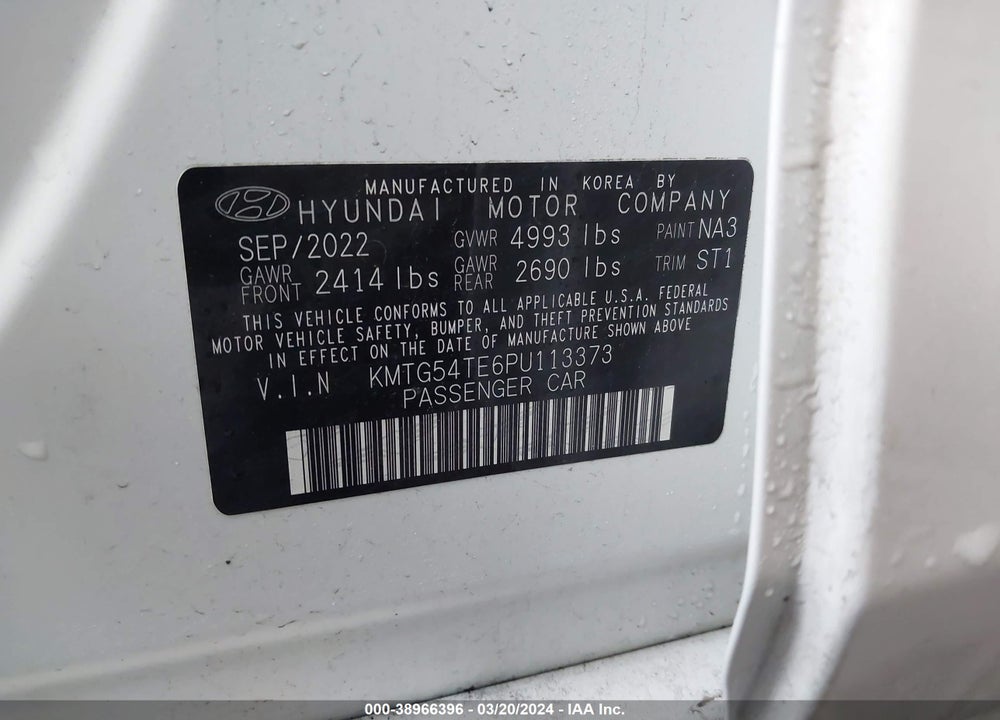 2023 GENESIS G70 3.3T AWD VIN: KMTG54TE6PU113373