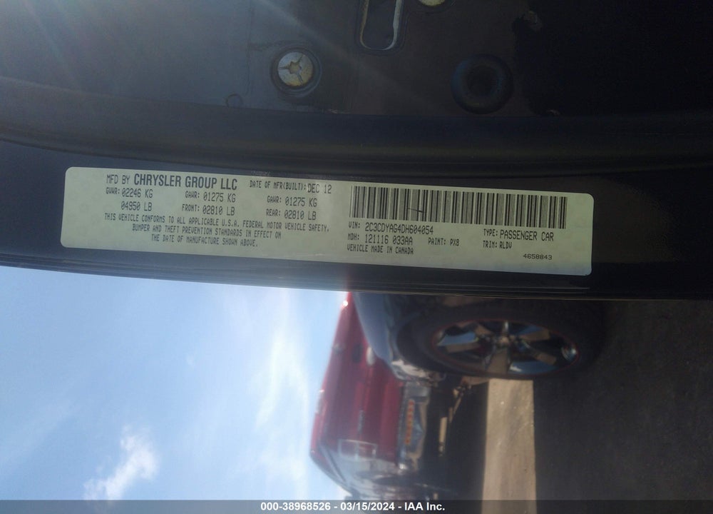 2013 DODGE CHALLENGER RALLYE REDLINE VIN: 2C3CDYAG4DH604054