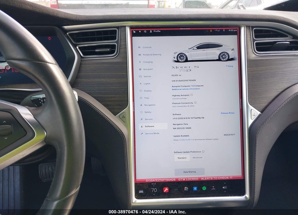 2016 TESLA MODEL S 60D/70D/75D/85D/90D VIN: 5YJSA1E21GF150426