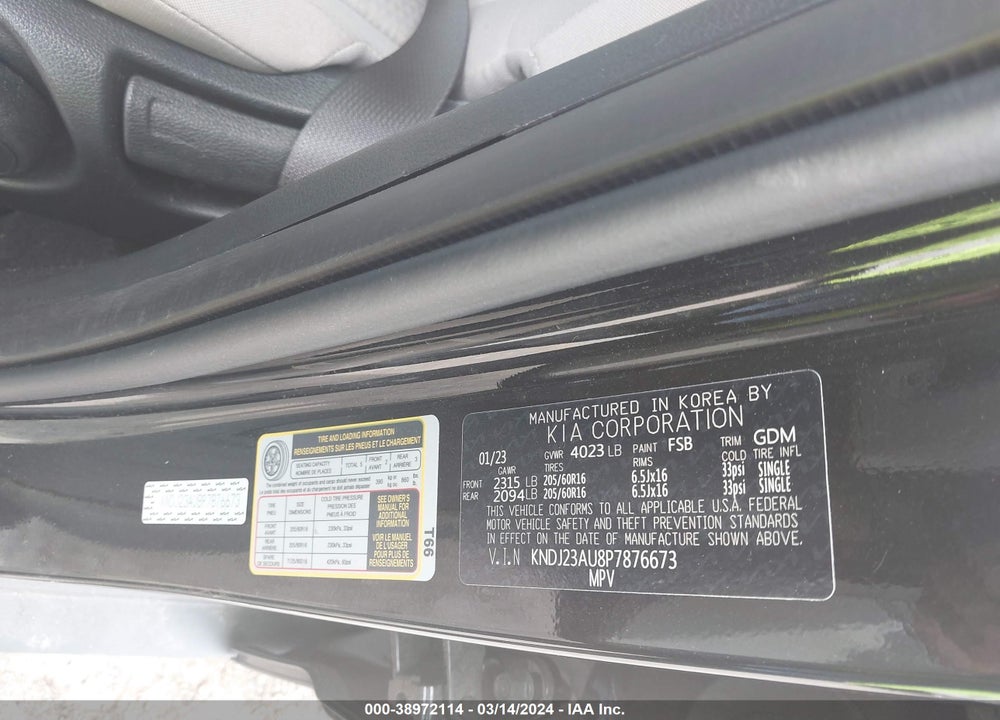2023 KIA SOUL LX VIN: KNDJ23AU8P7876673