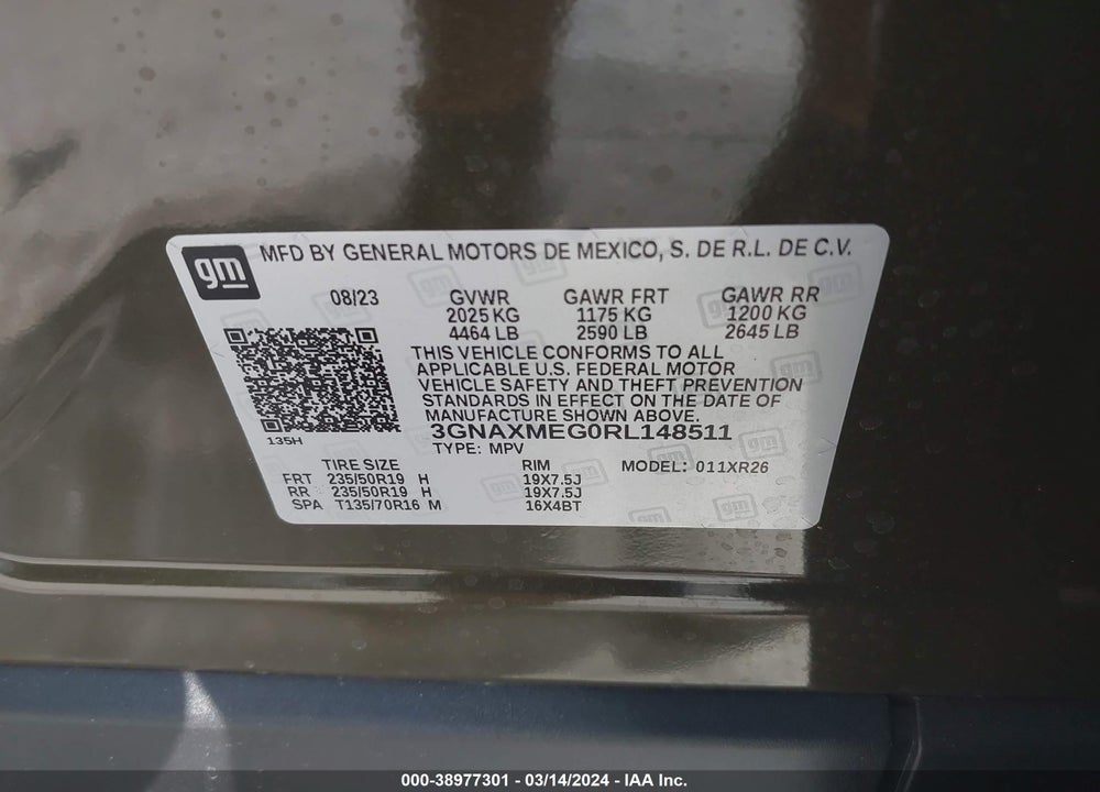 2024 CHEVROLET EQUINOX FWD RS VIN: 3GNAXMEG0RL148511