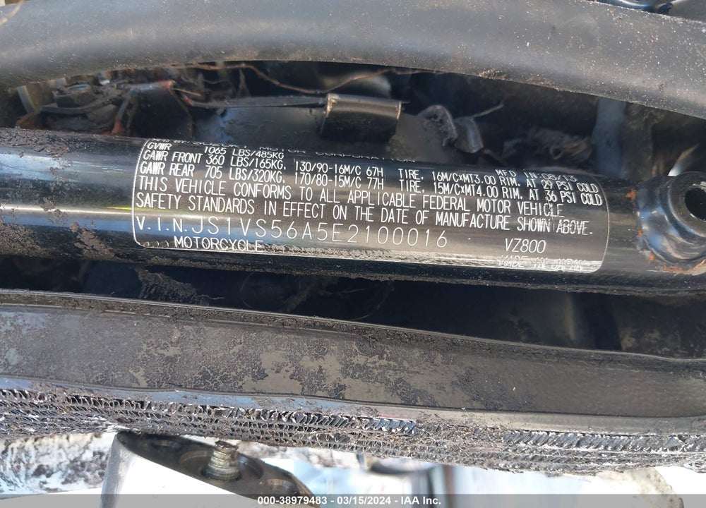 2014 SUZUKI VZ800 VIN: JS1VS56A5E2100016
