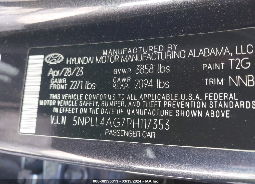 2023 HYUNDAI ELANTRA SE VIN: 5NPLL4AG7PH117353
