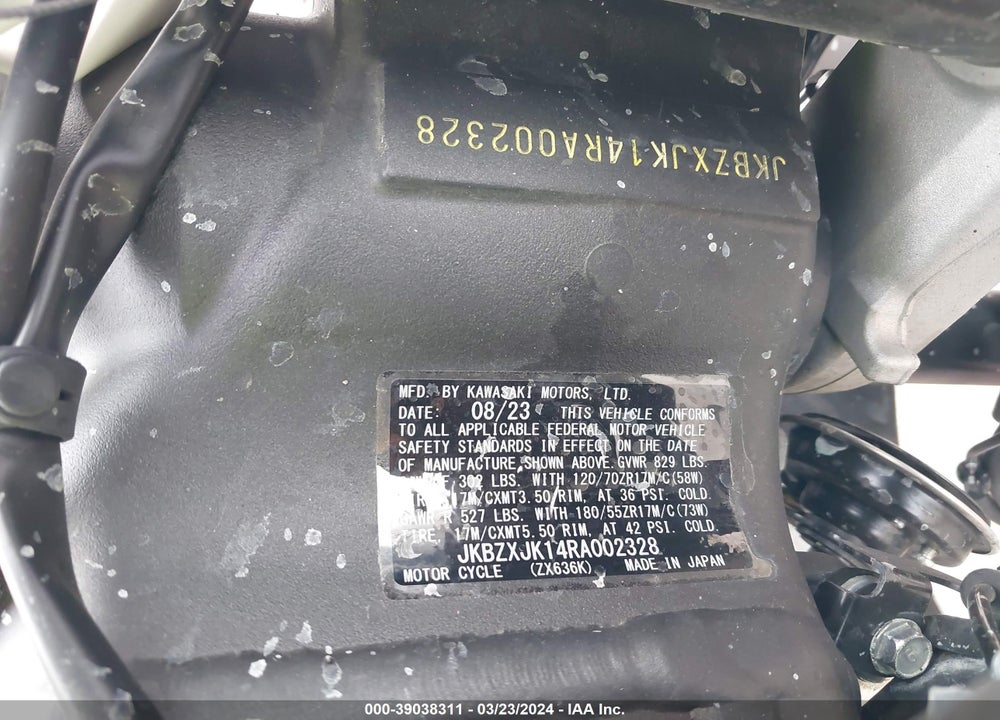 2024 KAWASAKI ZX636 K VIN: JKBZXJK14RA002328