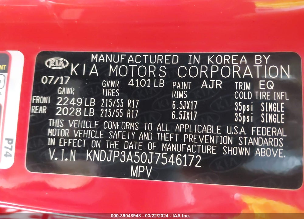 2018 KIA SOUL VIN: KNDJP3A50J7546172