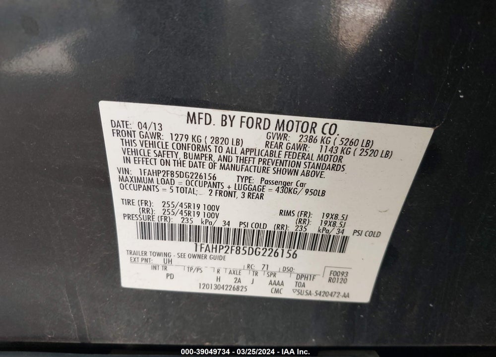 2013 FORD TAURUS LIMITED VIN: 1FAHP2F85DG226156