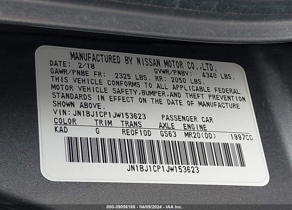 2018 NISSAN ROGUE SPORT SV VIN: JN1BJ1CP1JW153623