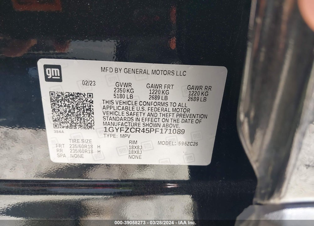 2023 CADILLAC XT4 FWD PREMIUM LUXURY VIN: 1GYFZCR45PF171089