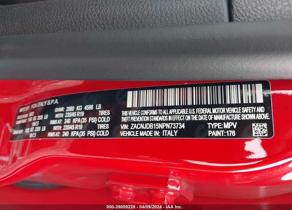 2022 JEEP RENEGADE (RED) EDITION 4X4 VIN: ZACNJDB15NPN73734