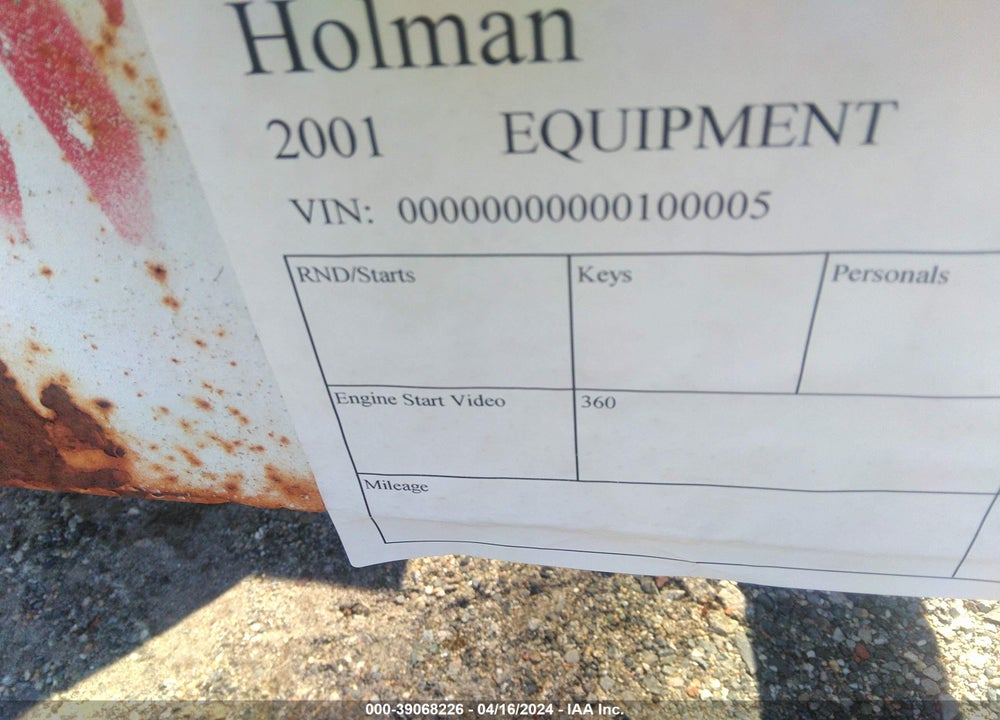 2001 EQUIPMENT GSE 2225 VIN: 00000000000100005