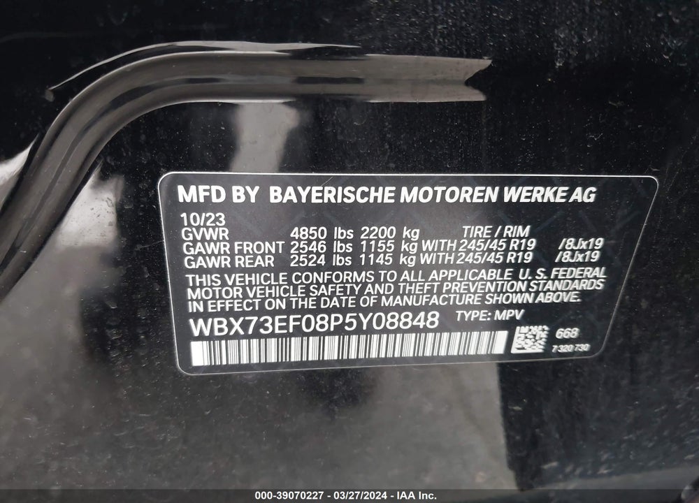 2023 BMW X1 XDRIVE28I VIN: WBX73EF08P5Y08848