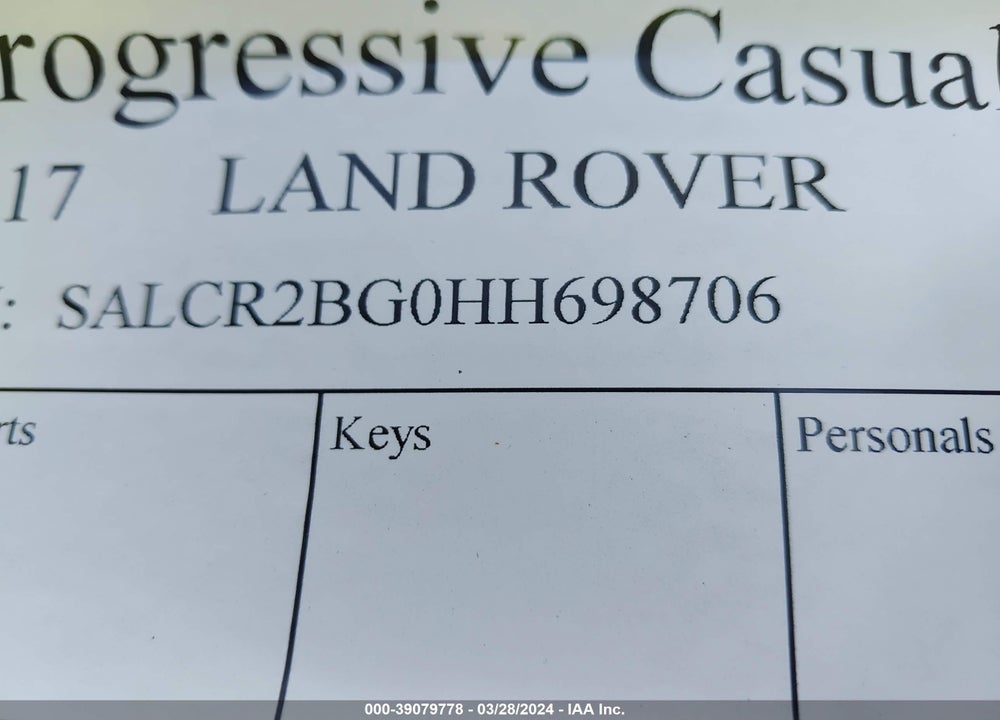 2017 LAND ROVER DISCOVERY SPORT HSE VIN: SALCR2BG0HH698706