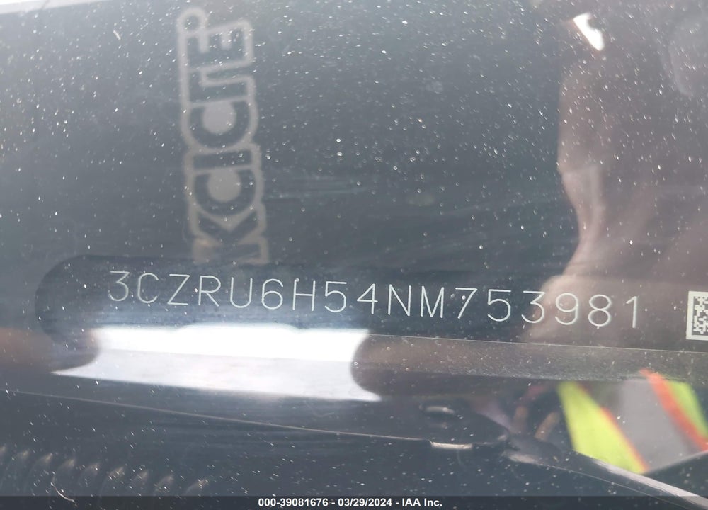 2022 HONDA HR-V VIN: 3CZRU6H54NM753981