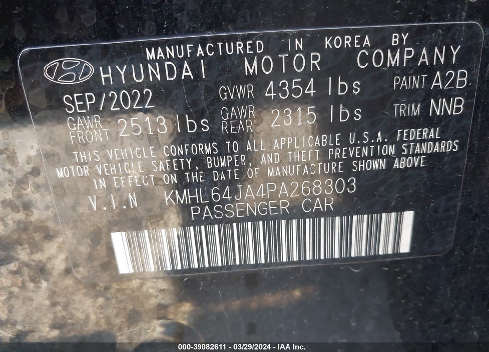 2023 HYUNDAI SONATA SEL VIN: KMHL64JA4PA268303