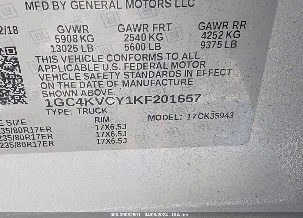 2019 CHEVROLET SILVERADO 3500HD WT VIN: 1GC4KVCY1KF201657