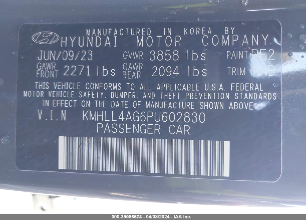 2023 HYUNDAI ELANTRA SE VIN: KMHLL4AG6PU602830