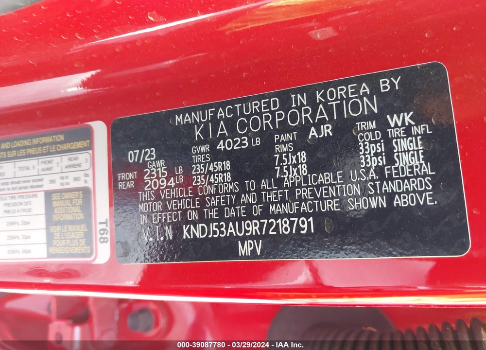 2024 KIA SOUL GT LINE VIN: KNDJ53AU9R7218791
