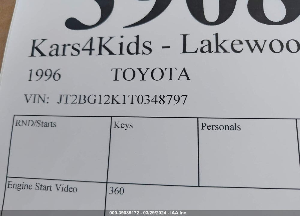 1996 TOYOTA CAMRY DX/LE/XLE VIN: JT2BG12K1T0348797
