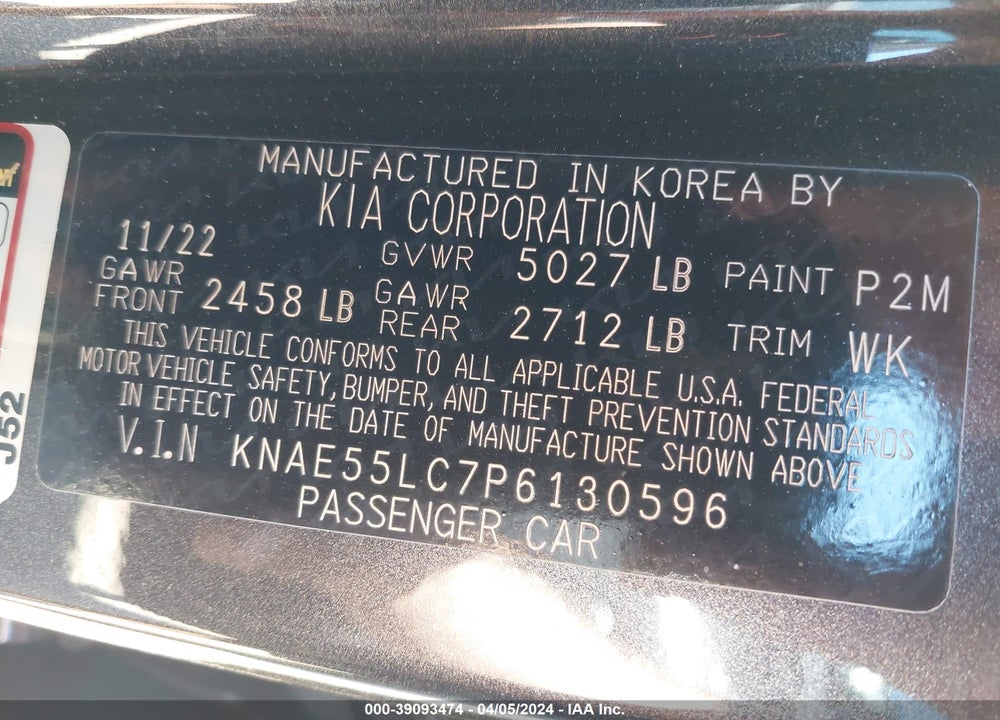 2023 KIA STINGER GT2 VIN: KNAE55LC7P6130596