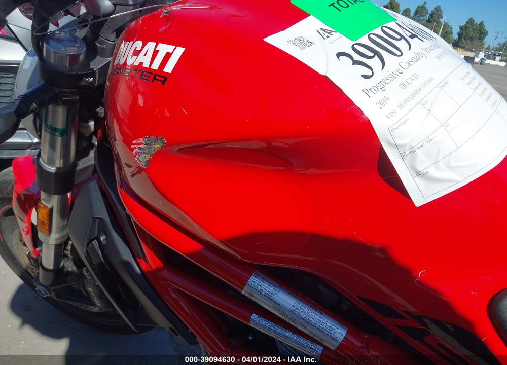 2019 DUCATI MONSTER 797 VIN: ML0MADBMXKT002846