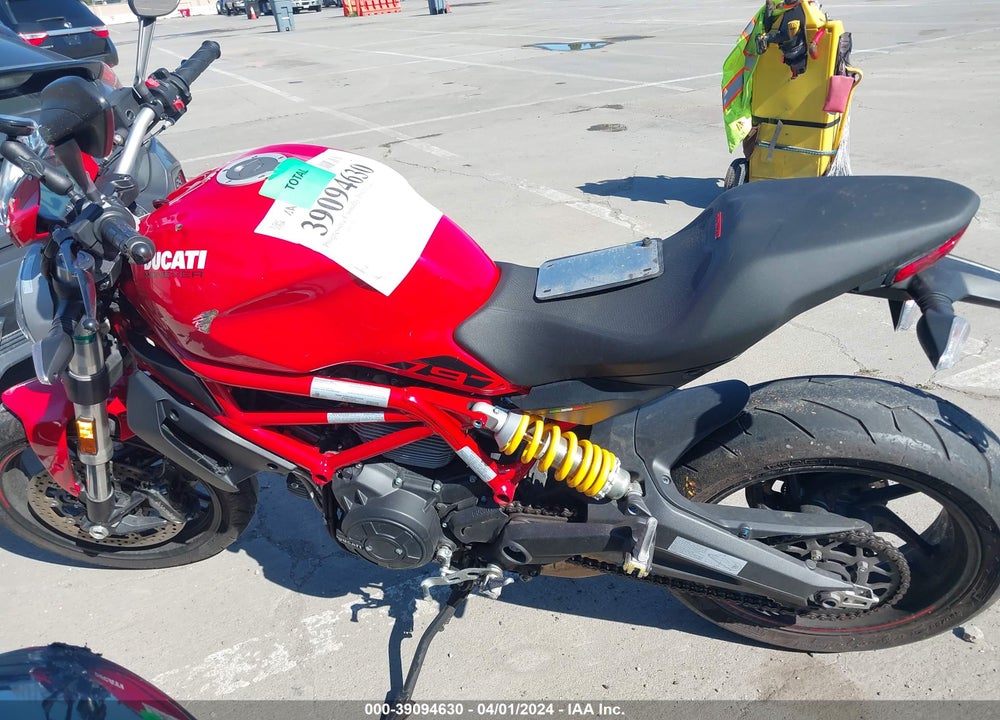 2019 DUCATI MONSTER 797 VIN: ML0MADBMXKT002846