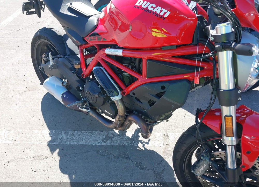 2019 DUCATI MONSTER 797 VIN: ML0MADBMXKT002846