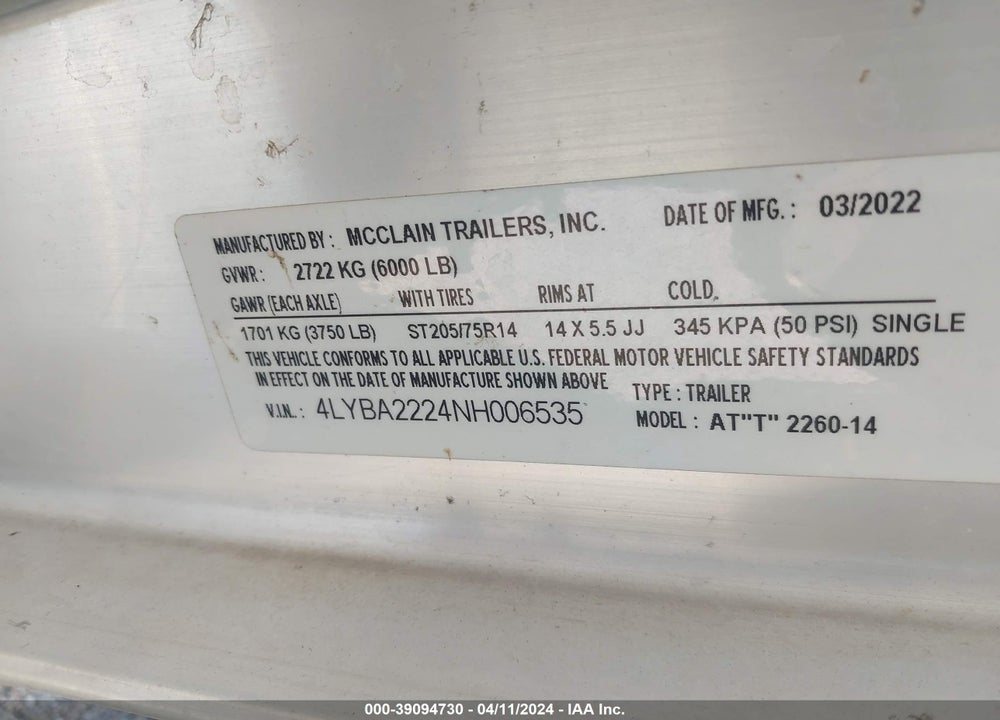 2022 NAUTICSTAR OTHER VIN: JNT35269A222