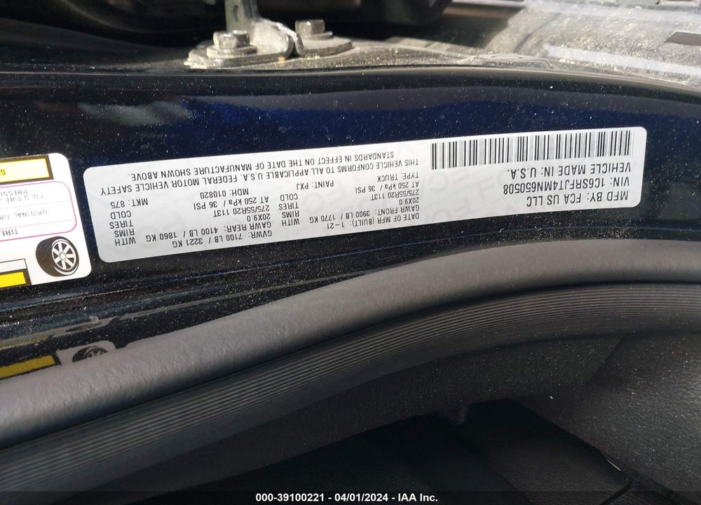 2021 RAM 1500 VIN: 1C6SRFJT4MN650508