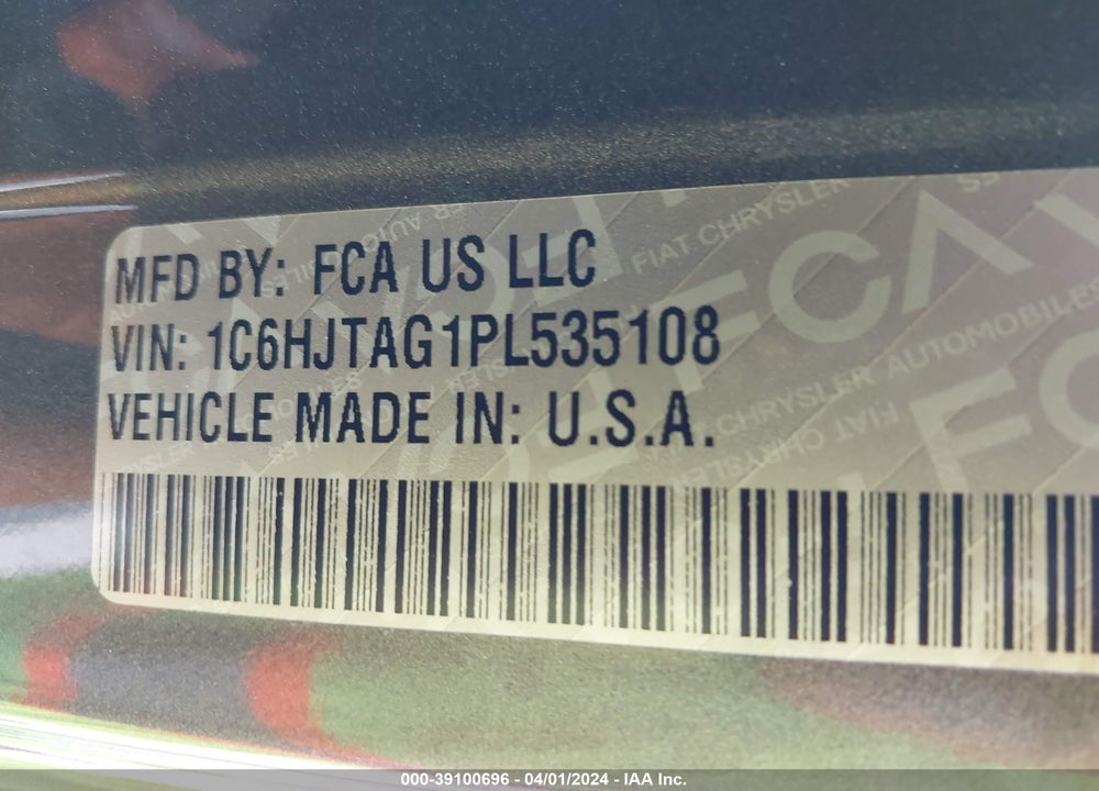 2023 JEEP GLADIATOR SPORT S 4X4 VIN: 1C6HJTAG1PL535108