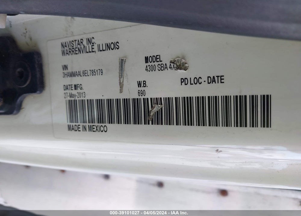 2014 INTERNATIONAL 4000 4300 VIN: 3HAMMAAL6EL785179