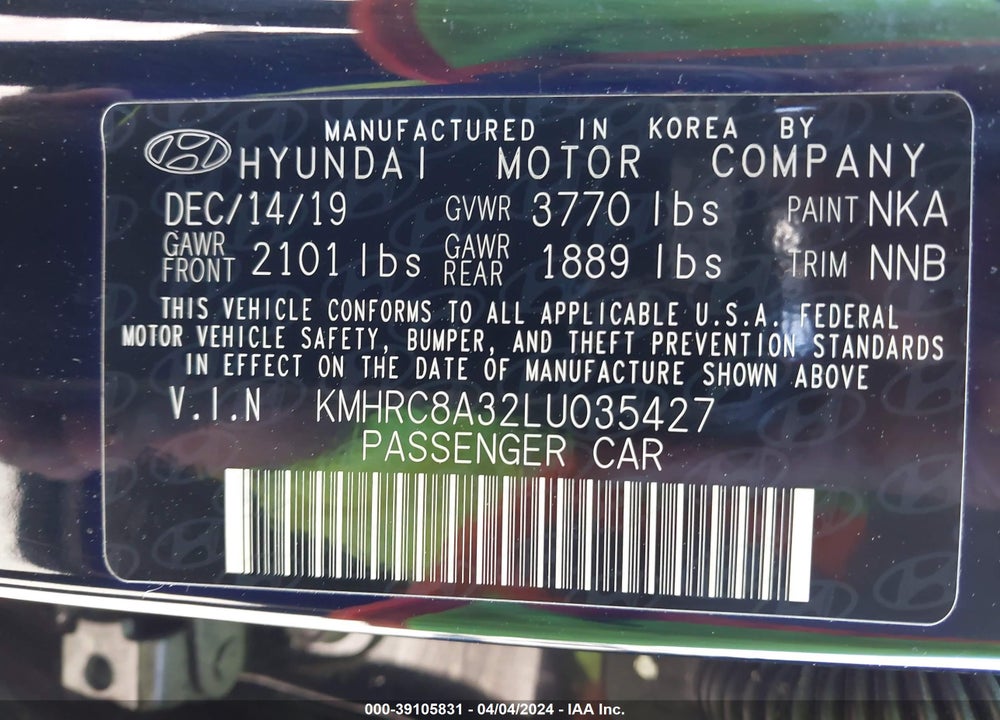 2020 HYUNDAI VENUE SEL VIN: KMHRC8A32LU035427