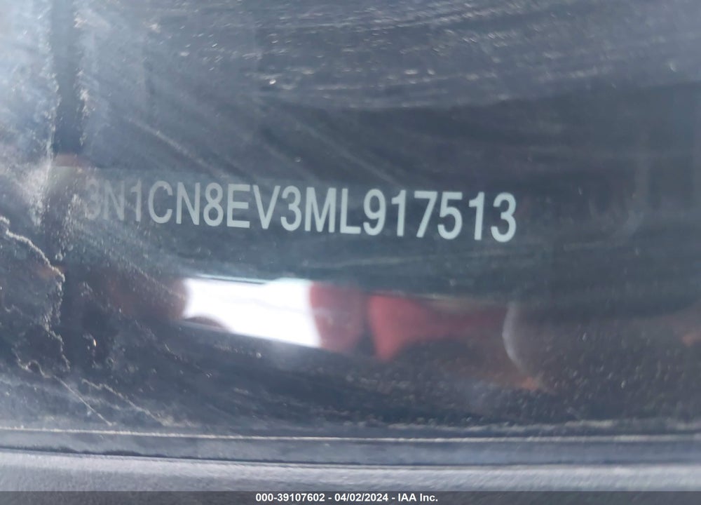 2021 NISSAN VERSA SV XTRONIC CVT VIN: 3N1CN8EV3ML917513